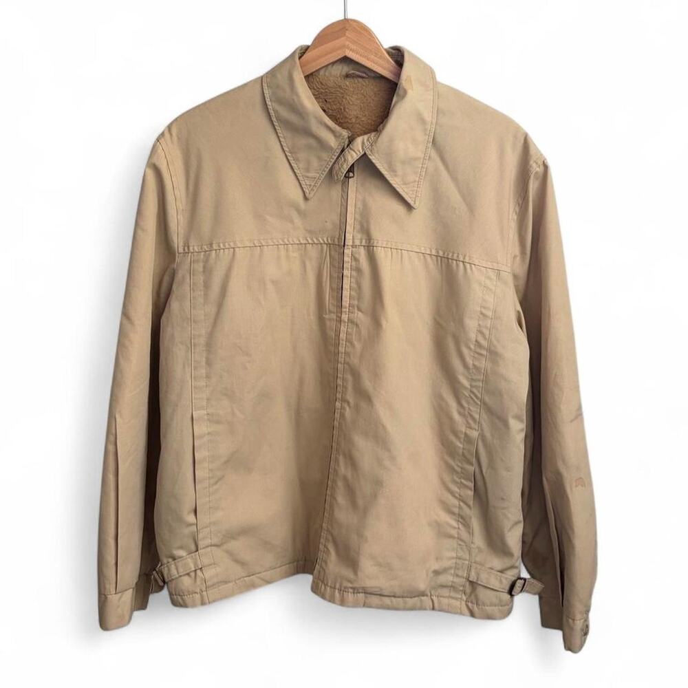 Vintage 70s Tan Workwear Retro Talon Zip Fur Lined Mens L Grunge Casual Jacket